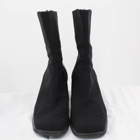 Aquatalia Size 10 Elastic Leather Mid Calf Boots Back Zip Square Split Toe - Picture 2 of 12